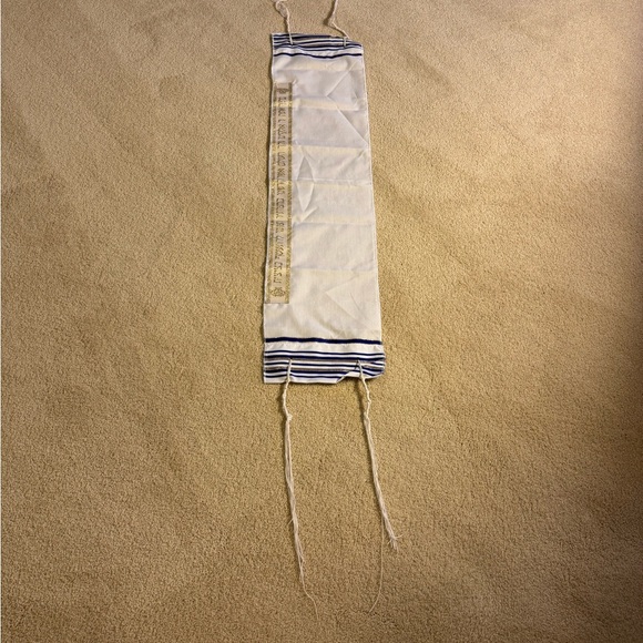 3012 Tallit Talis Prayer Shawl Acrylic Made In Israel Blue And Gold 9” X 39.5” - Picture 4 of 12